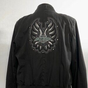 Women's Harley Davidson Jacket Blue Wings 5/2009 Four Pockets Size Large